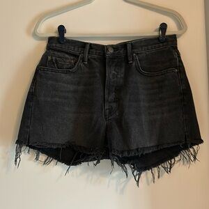 Grlfrnd black jean shorts high waist frayed